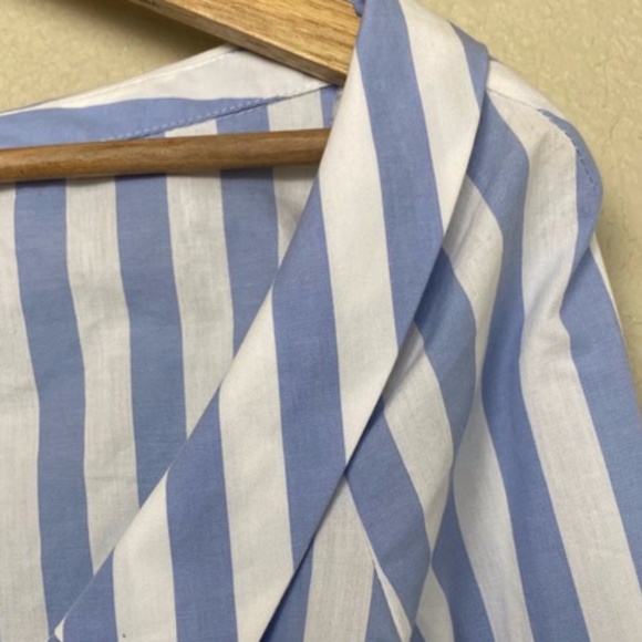 Zara v-neck Striped Long Sleeve Wrap Blouse Medium - Picture 5 of 6